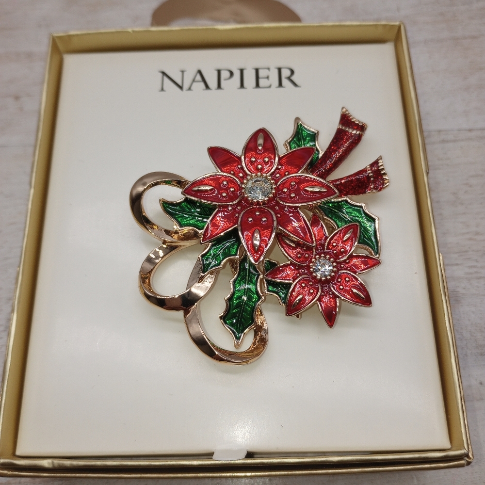 Napier Christmas Poinsettia Pin